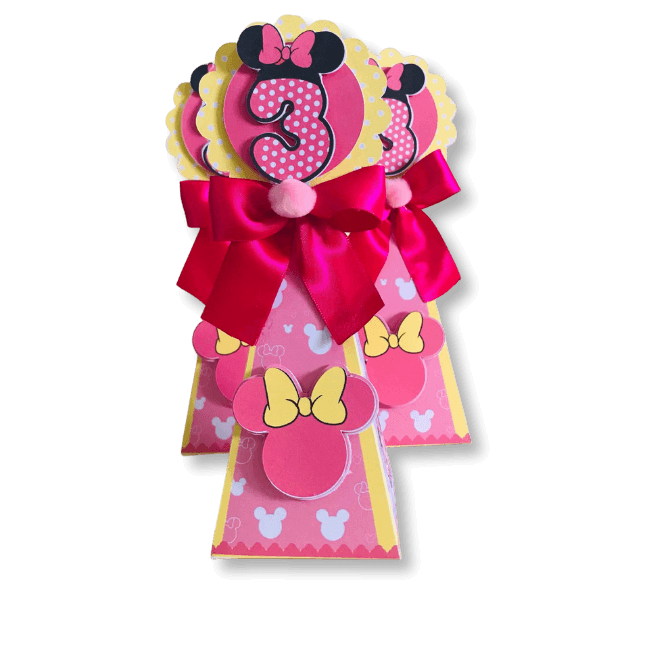 Caixinha personalizada Pirâmide para festa infantil com acabamento premium — Isa Criativa - Tema Minnie